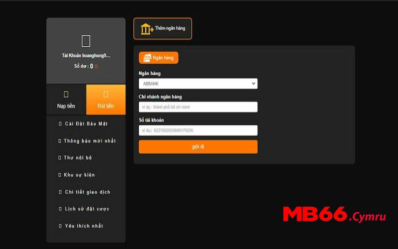 Phương thức rút tiền MB66 qua internet banking